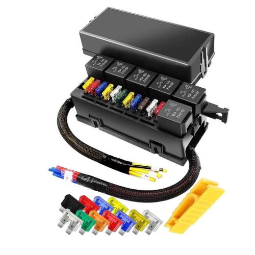 11+6汽车房车船预接线通用继电器保险丝盒 12V保险丝继电器盒套件