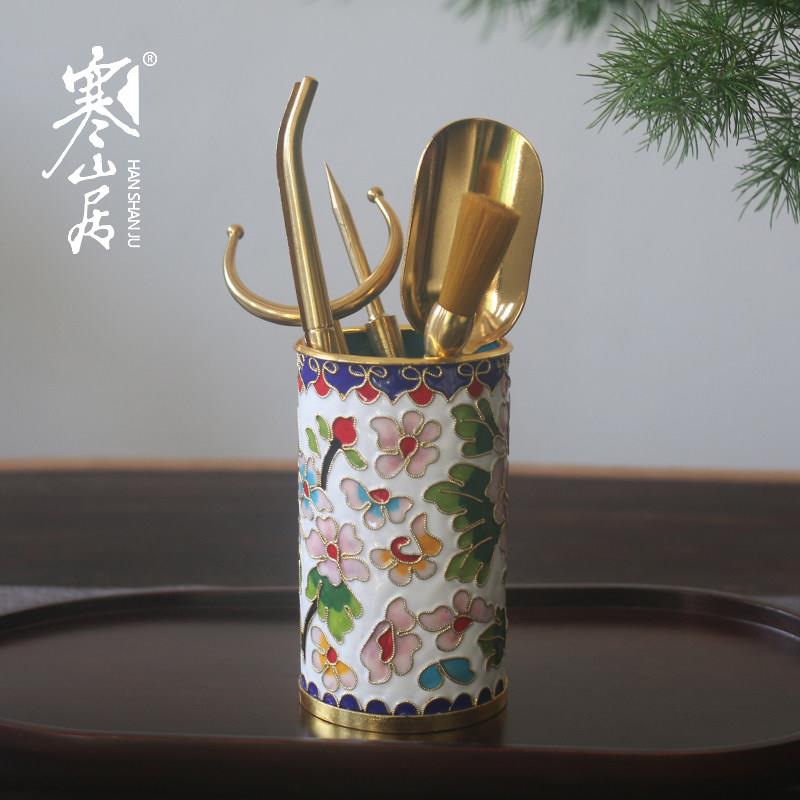 寒山居纯铜茶道六君子简约轻奢茶道六件套金属茶针茶夹茶铲茶配件