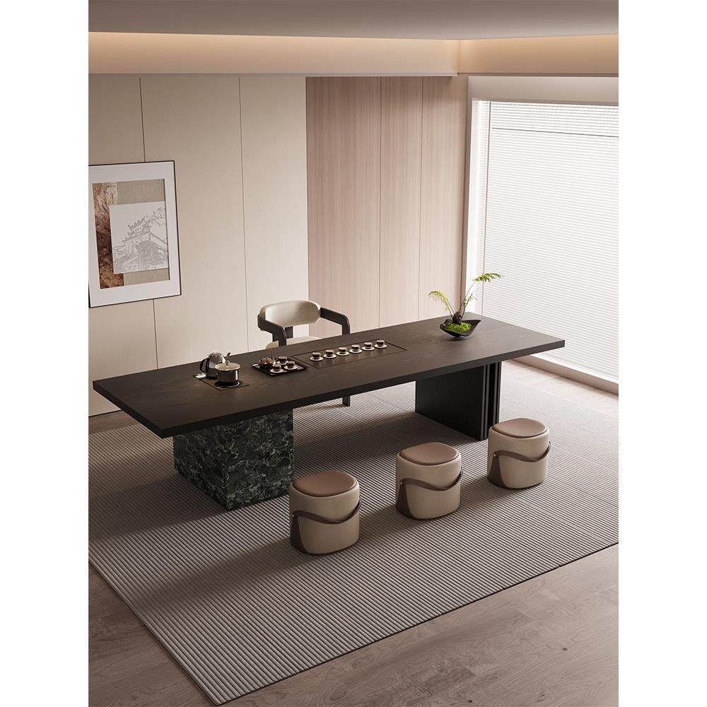 意式极简实木茶桌椅组合烧水壶一体嵌入式泡茶台客厅家用2025新款