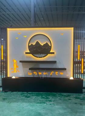定制不锈钢流水幕墙新中式庭院背景墙别墅园林户内外花园隔断屏风