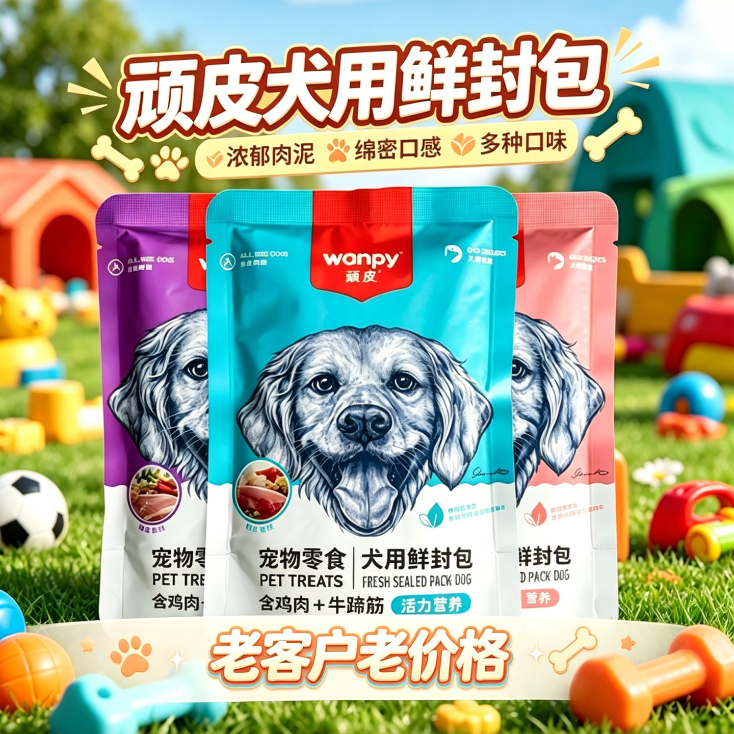 顽皮wanpy宠物狗狗鲜封包肉蛮多邮肉泥湿粮主食伴侣狗犬零食餐包