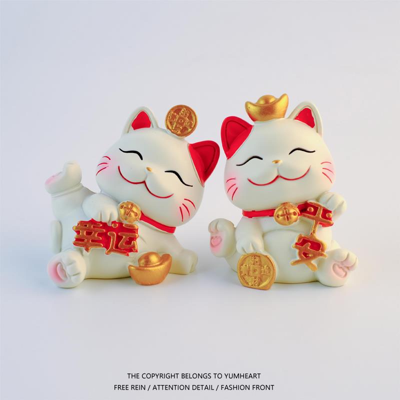 招财猫卡通动物模型办公室书房工位装饰摆件送朋友闺蜜同事小礼物