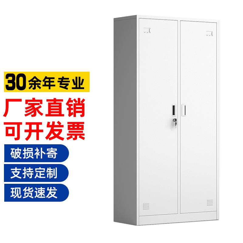 加厚钢制二门更衣柜家用带锁储存物柜工厂员工换衣柜铁皮双门衣柜