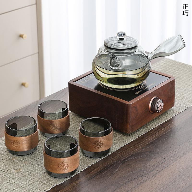 耐热玻璃茶壶侧把壶泡茶壶花茶壶带过滤家用小型电陶炉煮茶壶套装