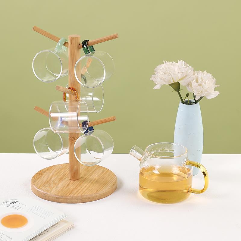 创意杯架子置物架咖啡玻璃马克杯茶杯沥水架倒挂防尘竹木质收纳层