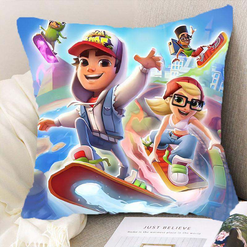 地铁跑酷抱枕益智手游卡通枕头动漫游戏皮肤同款午睡靠枕生日礼物