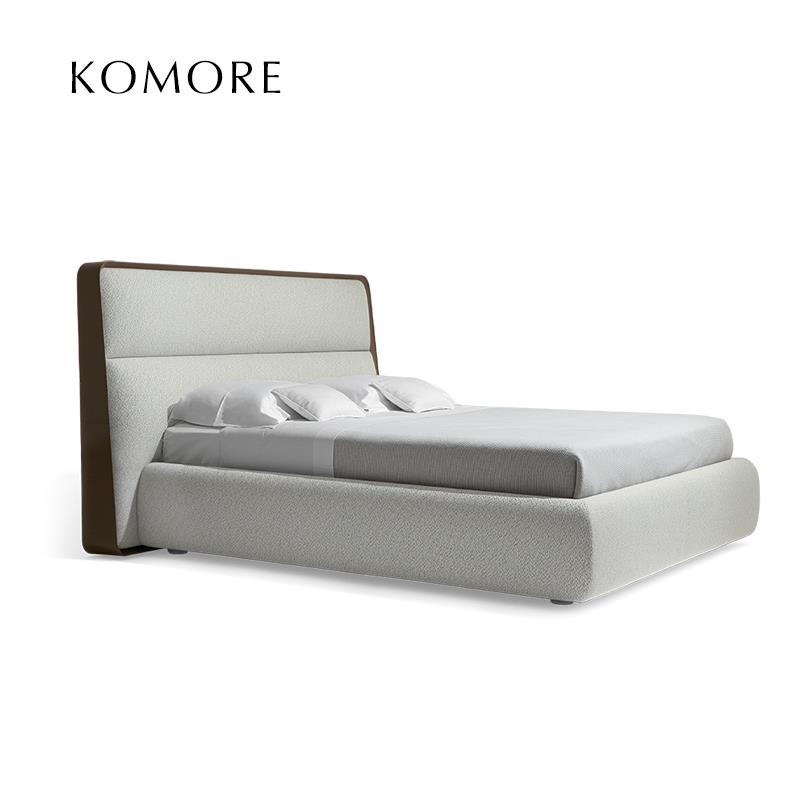 Frame宽屏布艺床意式极简大平层别墅高端主卧双人床婚床真皮大床