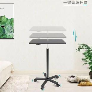 可移动升降桌带滑轮小型床边桌站立式 工作台电脑办公书桌讲