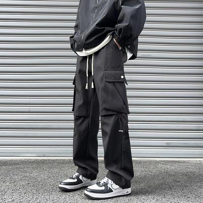 秋冬季美式高街工装裤男款潮牌户外机能冲锋裤加绒直筒休闲款QQ1