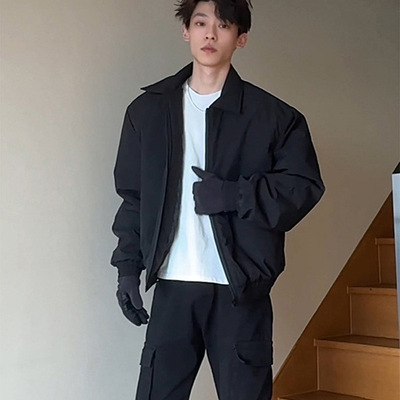 黑色cleanfit棉服外套男春秋