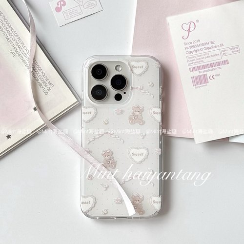 原创「爱心小熊」韩系ins风可爱imd双层磨砂苹果手机壳iphone17