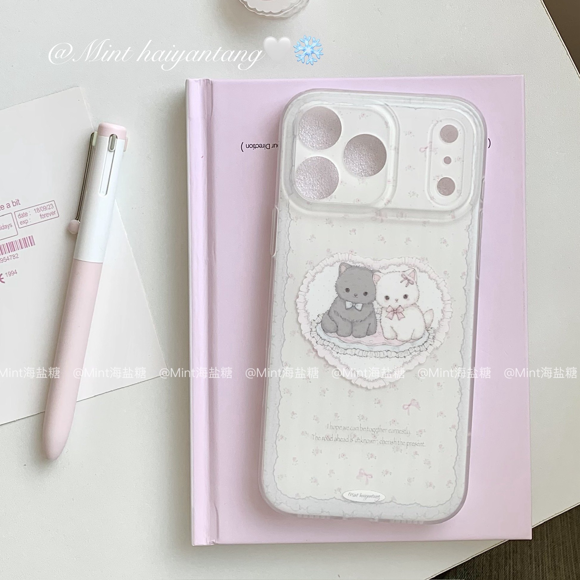 原创「情侣小猫」韩系ins可爱imd精孔手机壳iPhone17promax磨砂