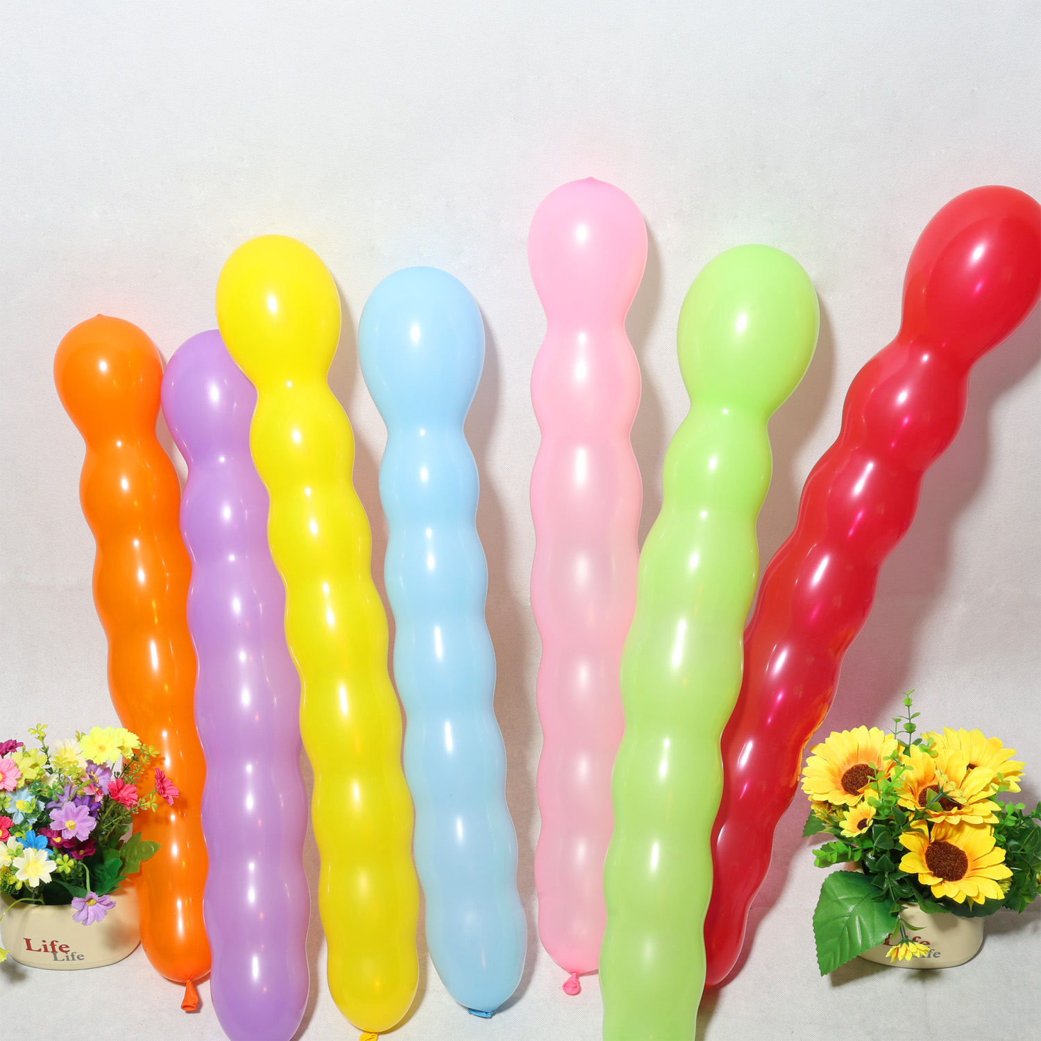 花颜馨长款八节螺旋气球节日生日派对庆典布置气球糖葫芦乳胶气球