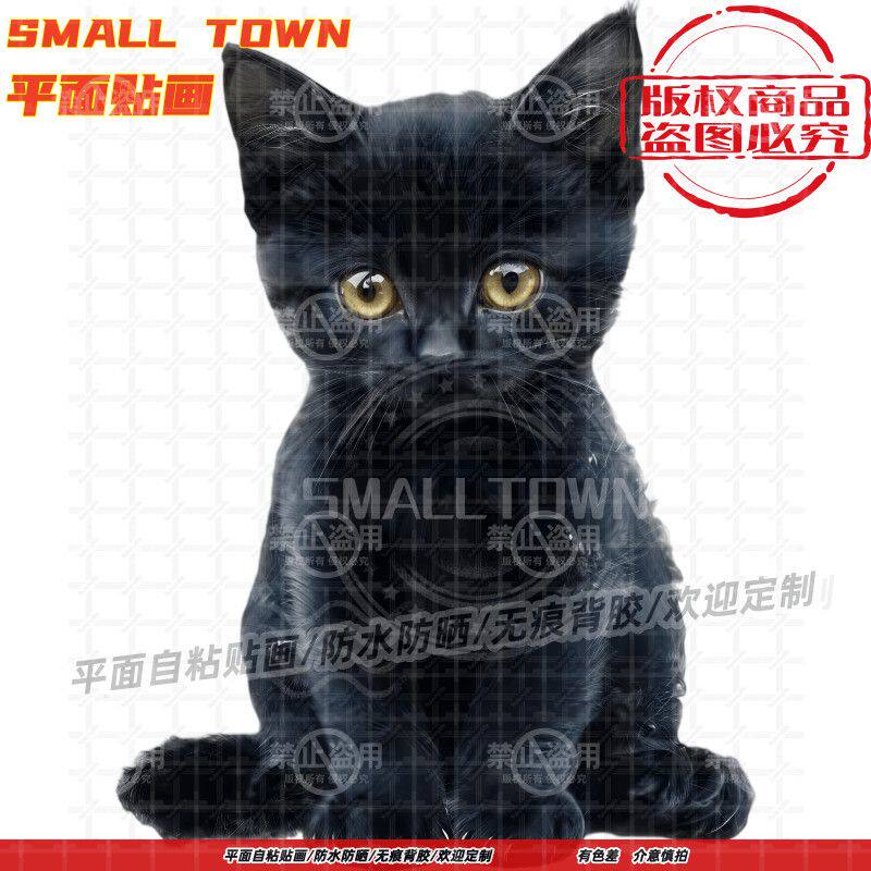 可爱萌宠猫咪贴画墙贴自粘贴画防水墙贴门贴汽车门店装饰自粘贴画
