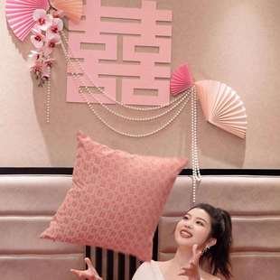 出阁主卧卧室娘家婚房布置套装一套闺房粉色床头出嫁女方房间结婚