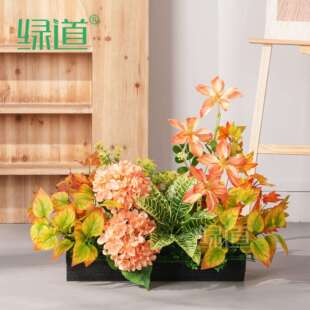 仿真绿植造景仿真花艺景观摆设商场户外隔断花箱组合室内花槽红色