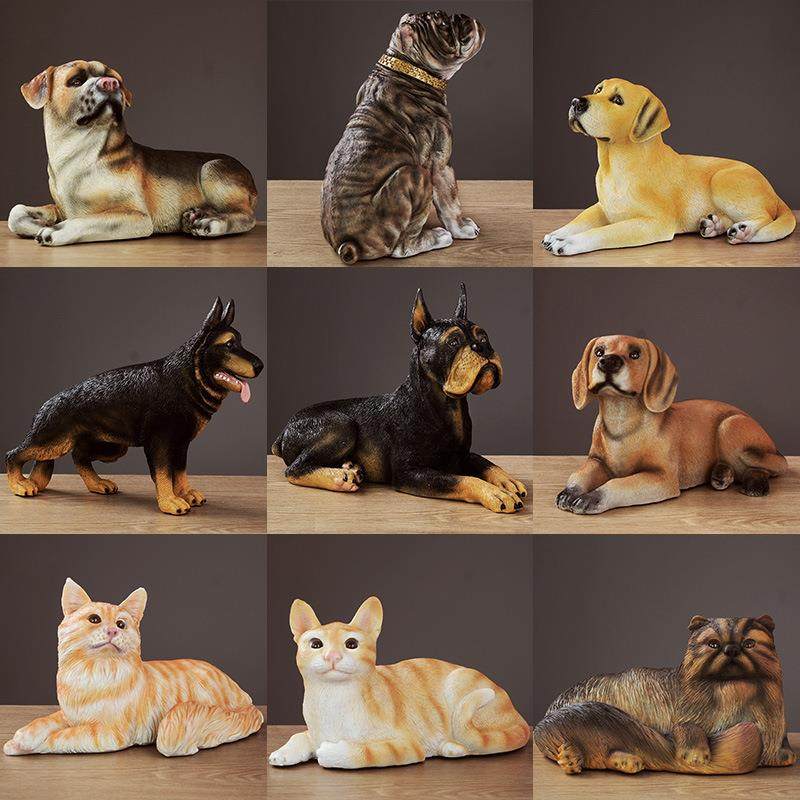 创意仿真狗工艺品摆件家里室内客厅玄关柜台家居装饰品猫咪小摆设