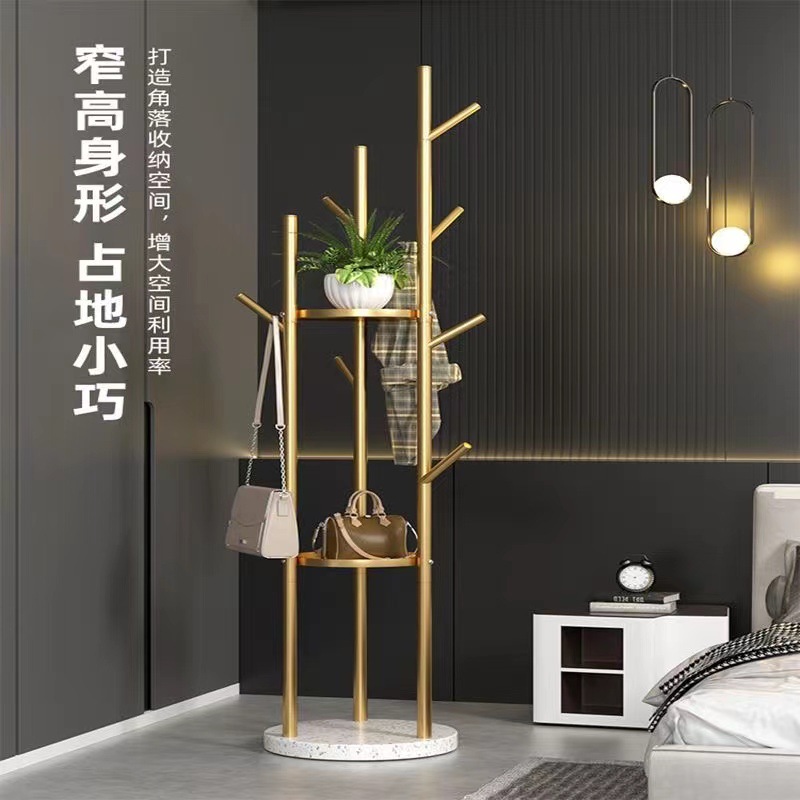衣帽架衣服收纳架落地卧室大理石衣帽架移动简易衣架挂衣架