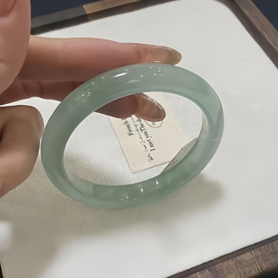 玉长情【丹青系列】高冰种翡翠玉手镯子缅甸飘花玉镯女真玉石处理