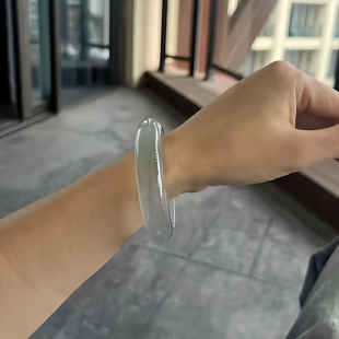 玉长情【清丽系列】翡翠手镯冰种蓝水玉手镯子高冰缅甸女款真玉石