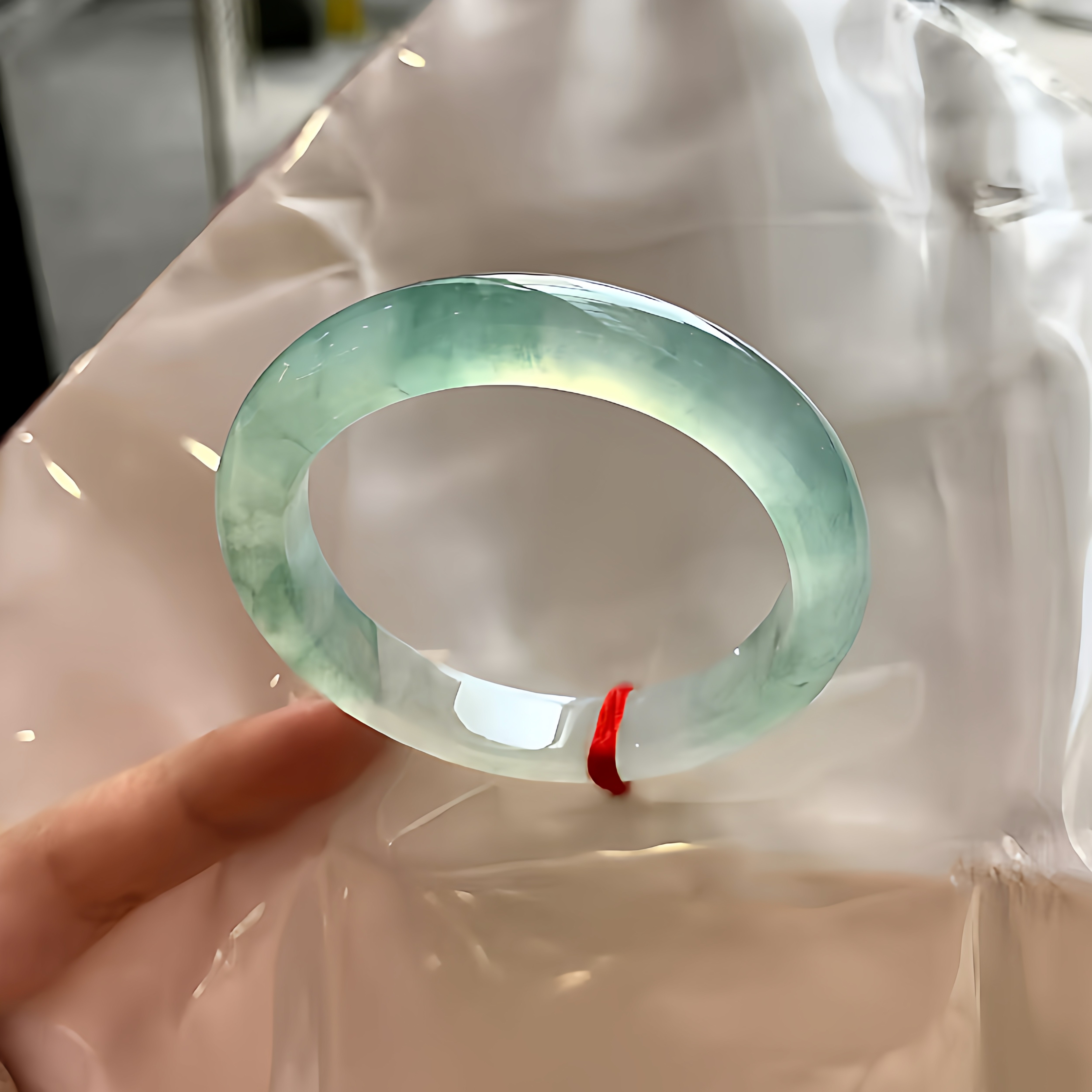 玉长情【百花系列】冰种缅甸冰透翡翠手镯冰飘花玉手镯女玉石处理