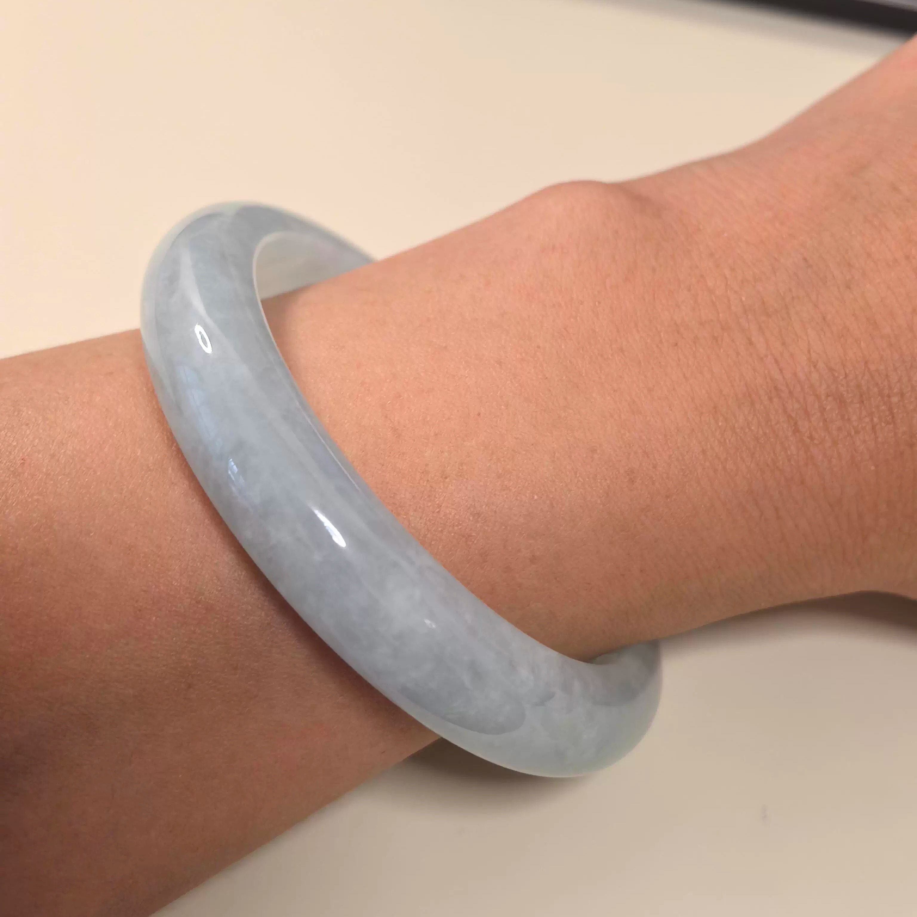 玉长情缅甸翡翠玉手镯女款天然A货冰糯种纯色飘花玉镯子正圈贵妃