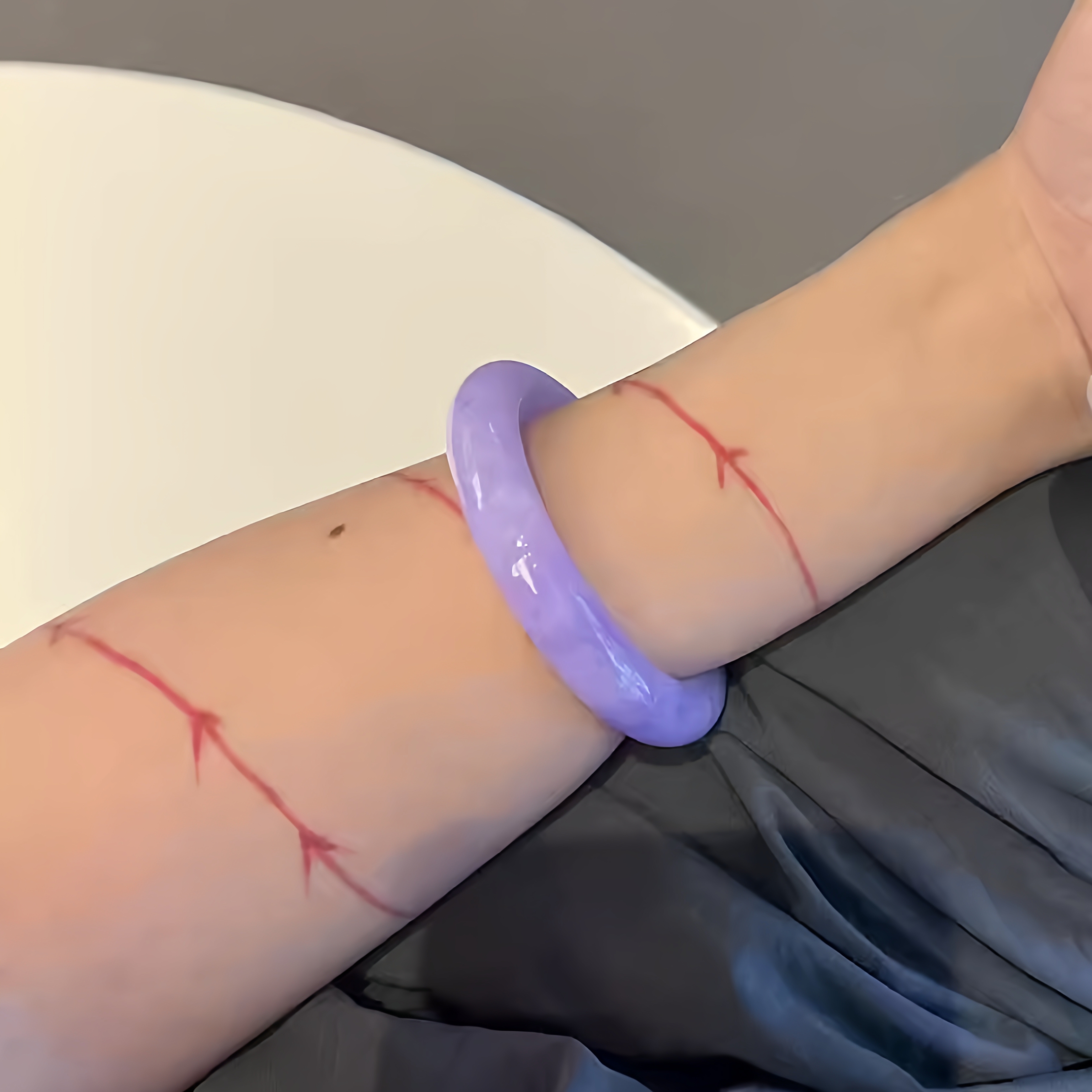 玉长情【如诗系列】缅甸高端冰种翡翠玉手镯子紫罗兰贵妃正品处理