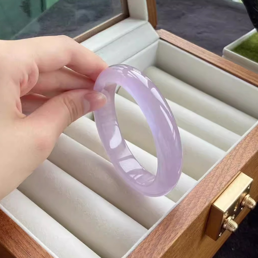 玉长情【如诗系列】冰种高端缅甸翡翠正品紫罗兰翡翠玉手镯子处理