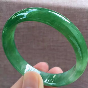 玉长情【丹青系列】缅甸翡翠玉手镯子女绿油青冰透冰种真玉石饰品