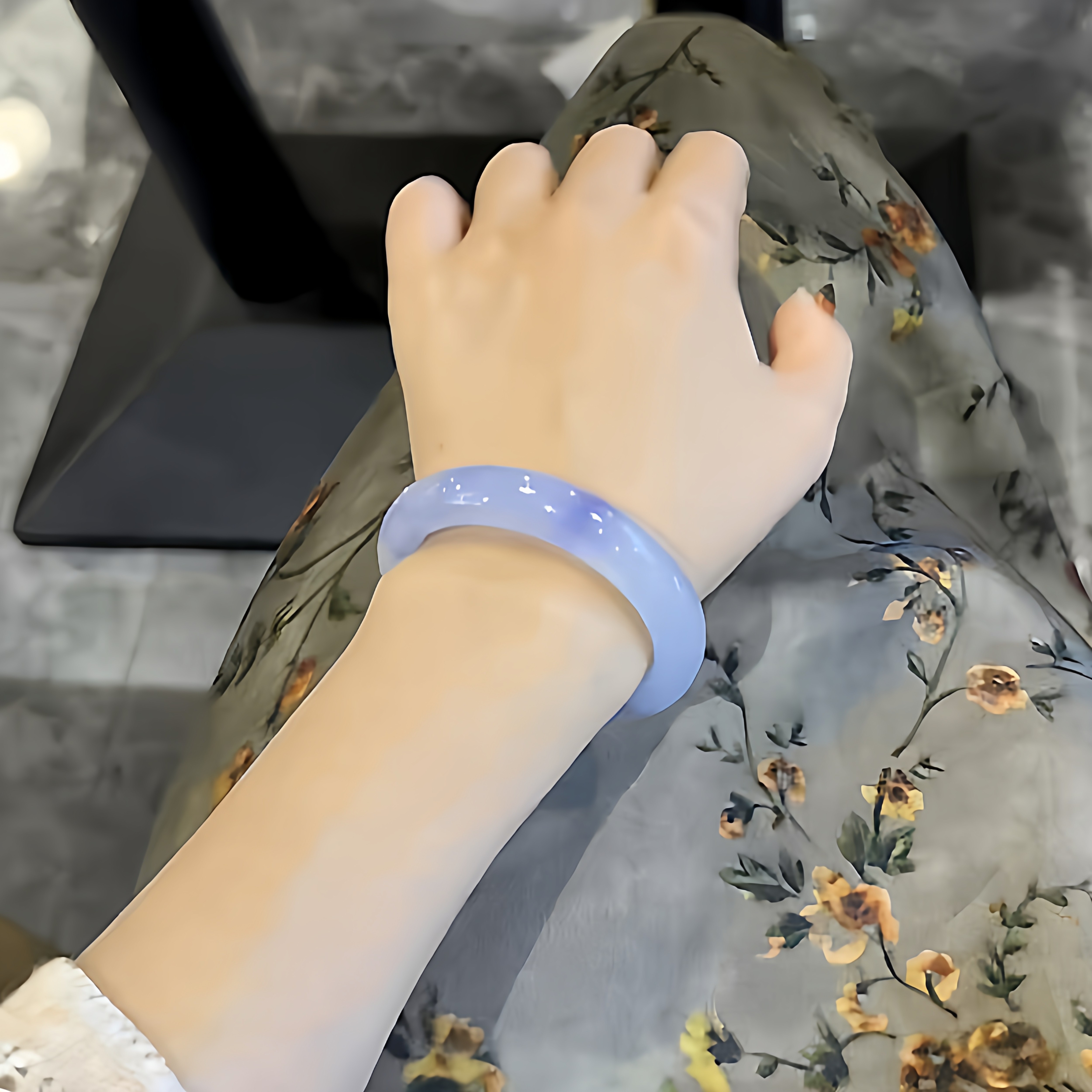 玉长情【如诗系列】高端缅甸翡翠正品女款紫罗兰饰品玉手镯子处理