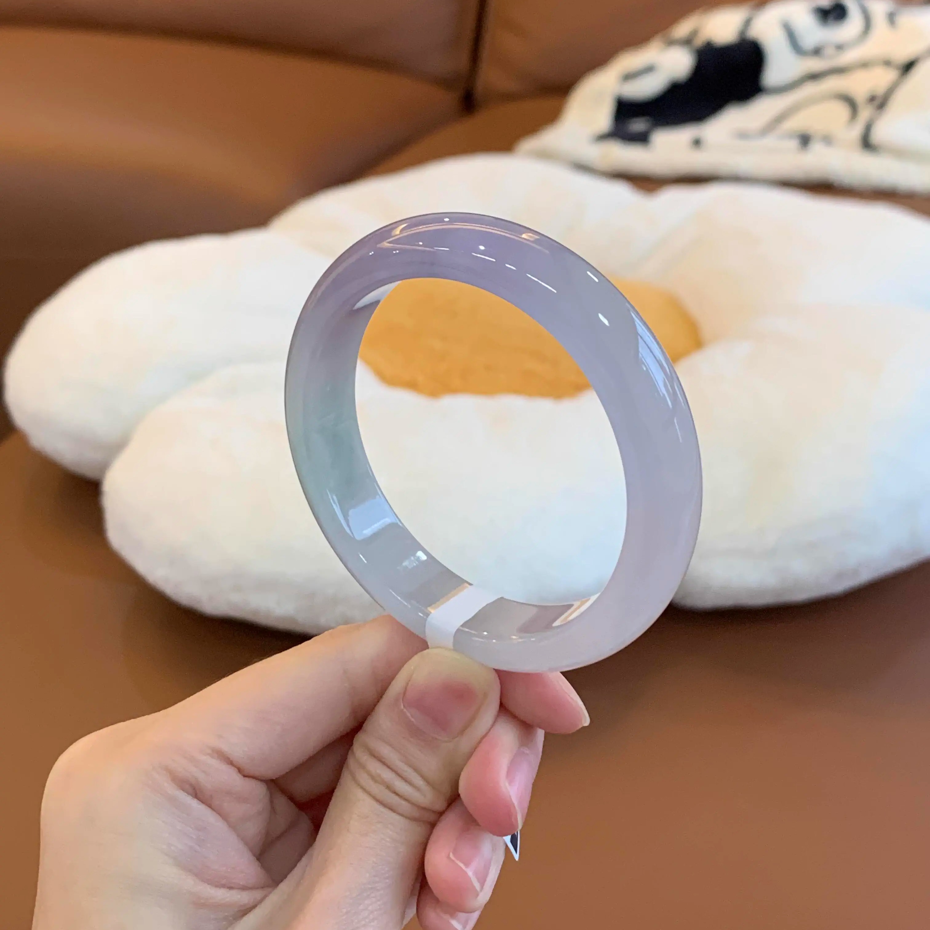 玉长情【如诗系列】高端冰种缅甸翡翠玉手镯子紫罗兰春彩飘花冰透