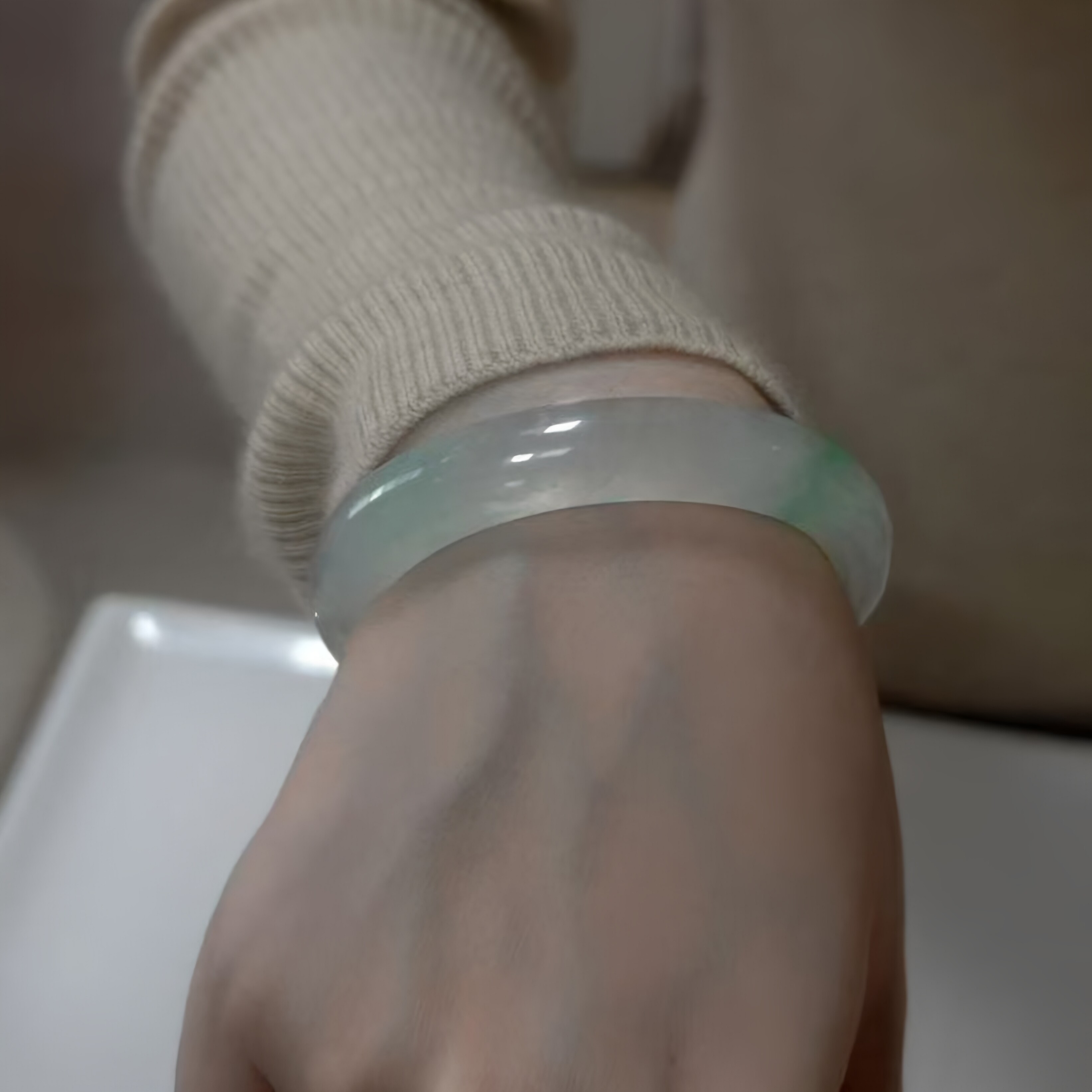 玉长情【百花系列】高端翡翠紫罗兰玉手镯子缅甸高冰种真玉石处理