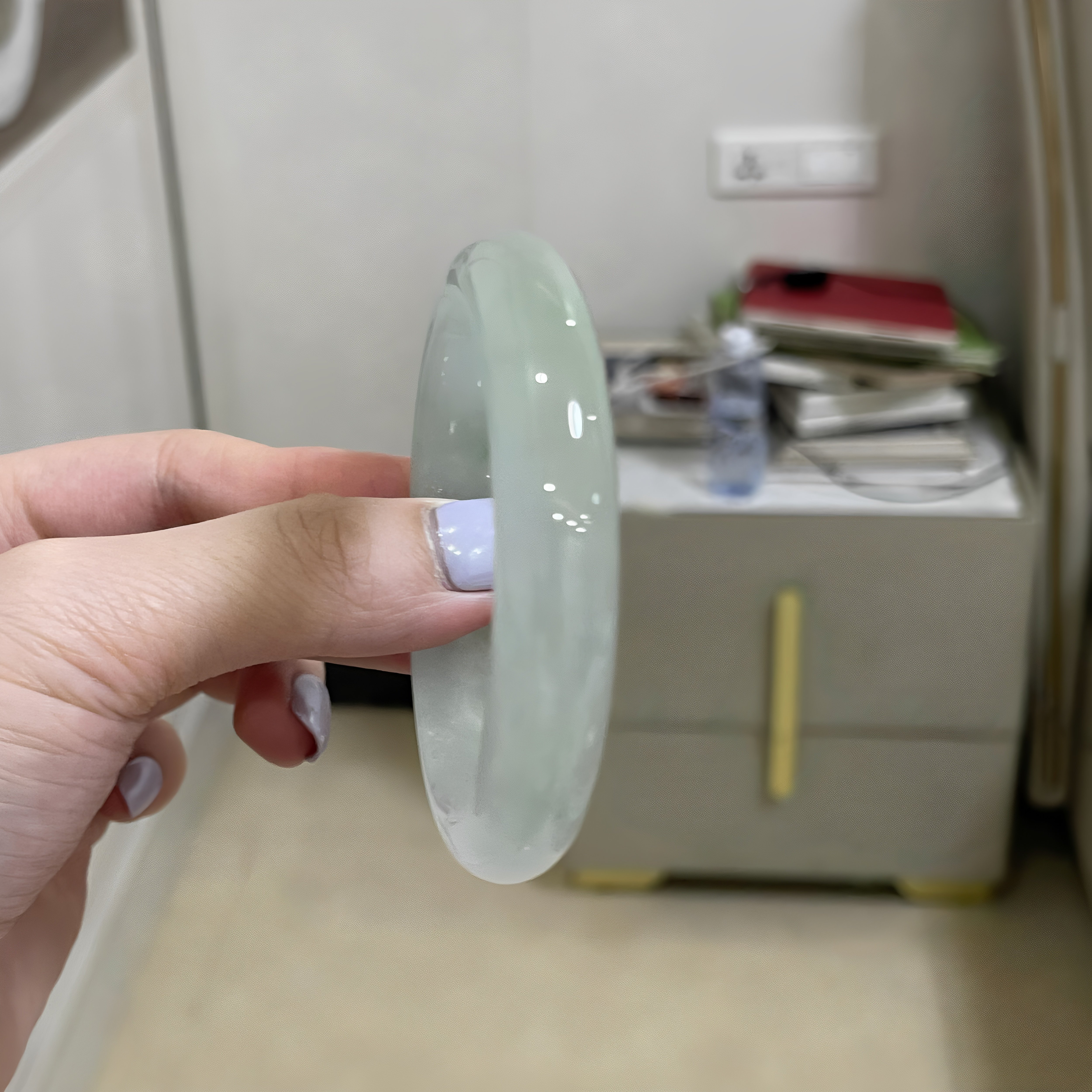 玉长情【清丽系列】冰种翡翠手镯纯色正圈玉手镯缅甸节日送礼处理