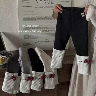 小小布丁女童冬可爱kt猫950克加厚一体绒打底裤 一条过冬不掉档