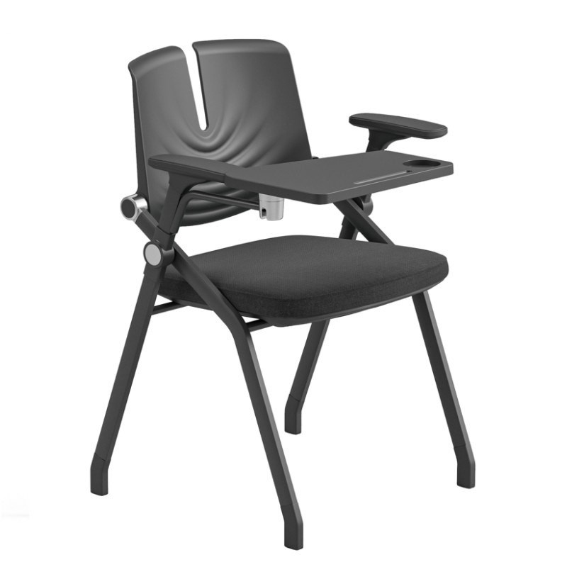 橙色折叠会议椅带桌板职员培训椅B写字板白色办公椅商业活动会场