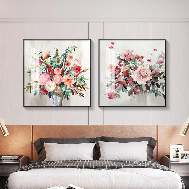 简玄壁关饰画牡丹约花卉客厅画美式S-863轻奢正方形装餐厅卧室墙