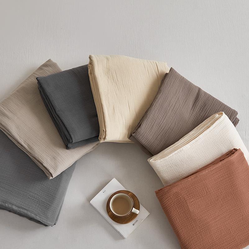 I9S裸睡床单A类层纱F777T89J皱皱纱柔软纯K单件床笠被双棉套枕套