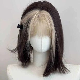假发女白金色中长发刘海染一刀切夏天薄款全头套自然透气仿真头套