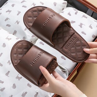 酒店旅行便携EVA拖鞋 女简约舒适菱格情侣居家学生宿舍软底凉拖男