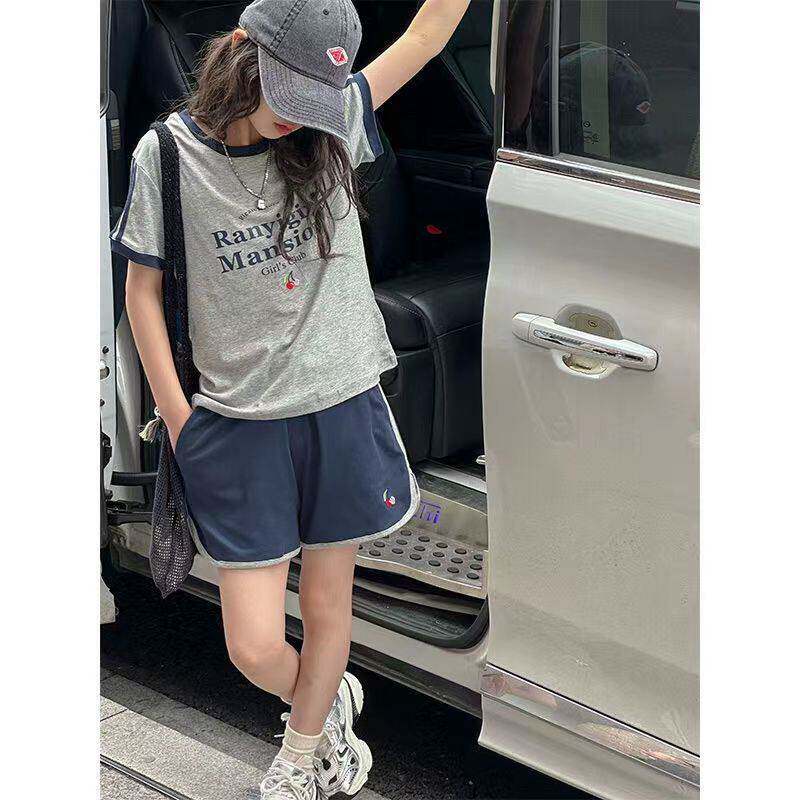 女童韩版运动套装中大童夏季新款洋气字母短袖时髦休闲短裤两件套