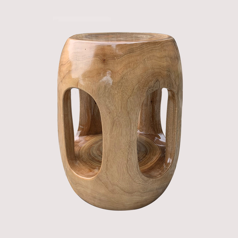 整体香樟木鼓凳子实木原木根雕小矮凳家用客厅茶几换鞋古筝圆凳