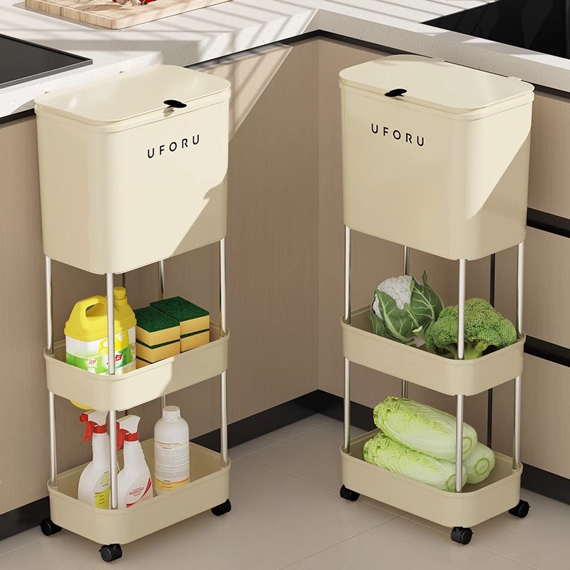 厨房垃圾桶家用大容量高款干湿分离一体垃圾篓客厅可移动置物架子