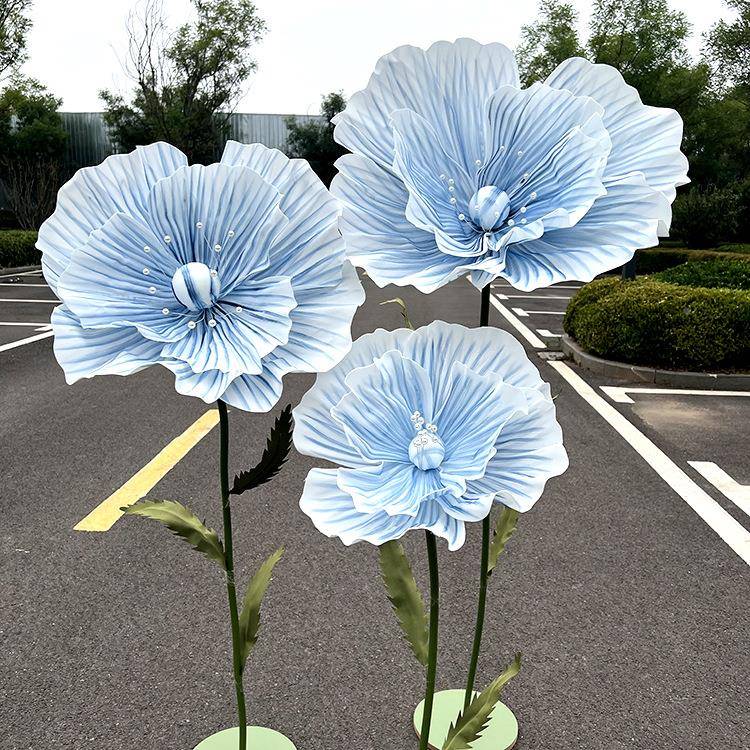 新款婚庆路引泡沫花仿真花婚礼舞台背RLC景布橱纸直播间装置饰窗