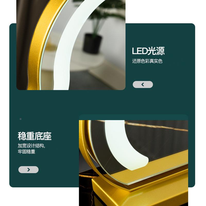化妆镜台朵式led云镜子YWS桌旋转带灯卧补室光美妆梳妆面镜