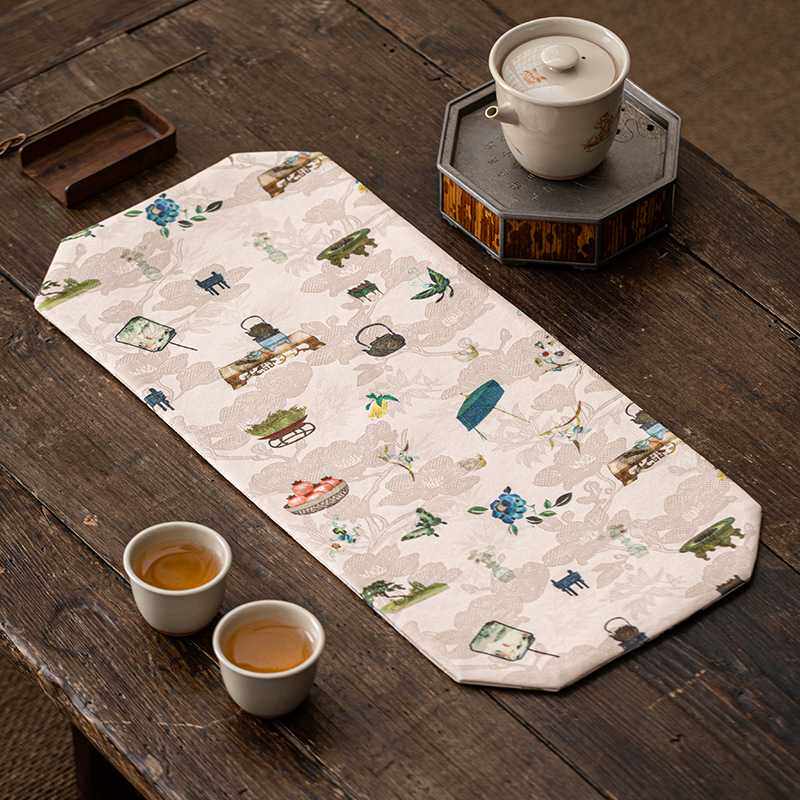 中式织锦茶席双面可用桌旗国风茶桌隔热垫干泡席茶垫防水壶承桌垫