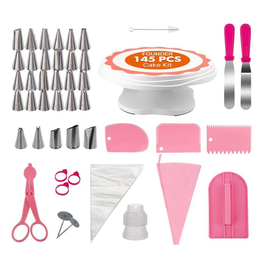 现货145件套蛋糕转台套装  裱花嘴  裱花袋奶油烘焙裱花装饰工具