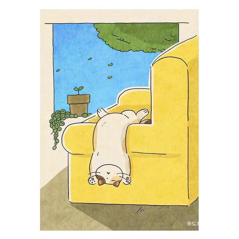 无框画实木内框画师猫咪复刻版画动物儿童房装饰画挂画