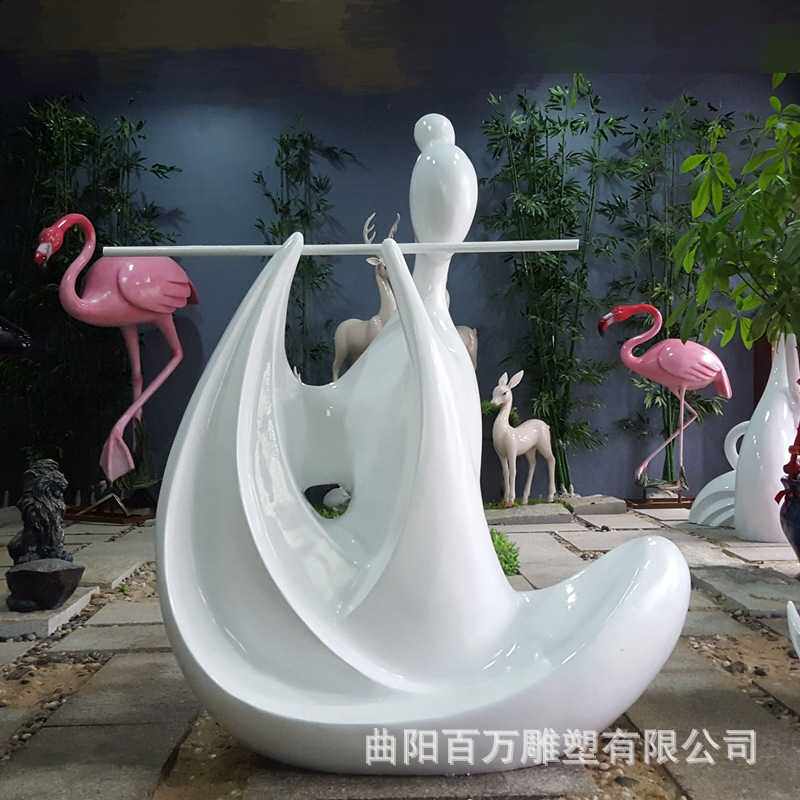 玻璃钢抽象人物雕塑 吹笛子人物雕塑现货 景区装饰人像