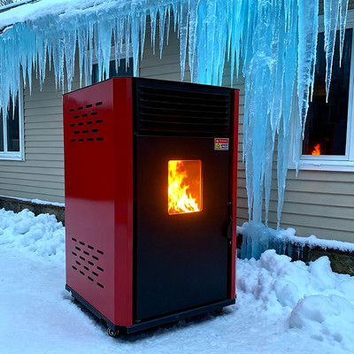 颗粒取暖炉炉子点起来后，比空调暖和好多，在屋里直冒汗