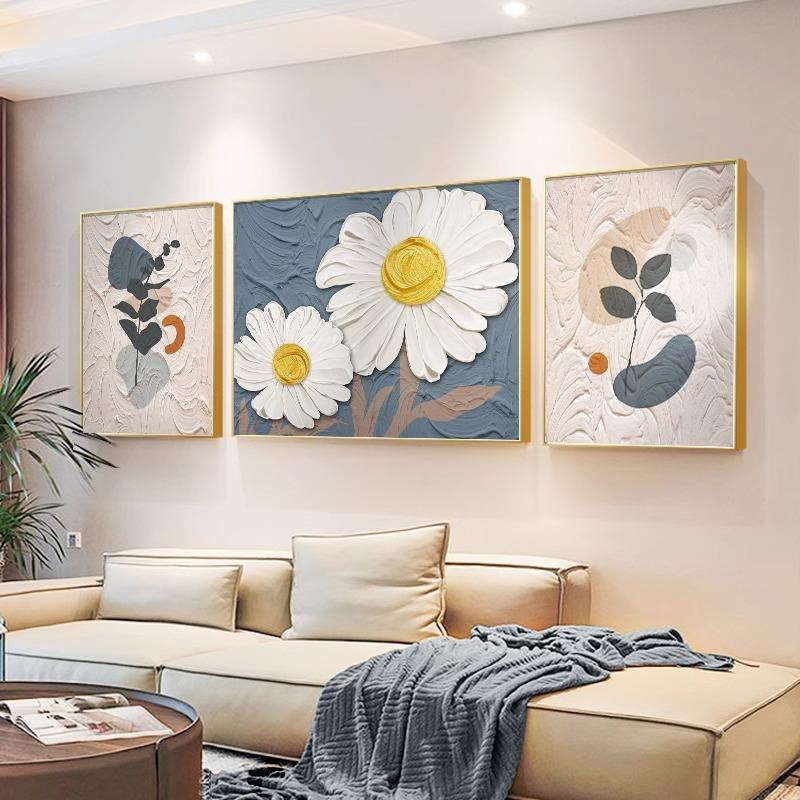 高级感客厅装饰画现代简约奶油北欧风花卉壁画墙画沙发背景墙挂画图片
